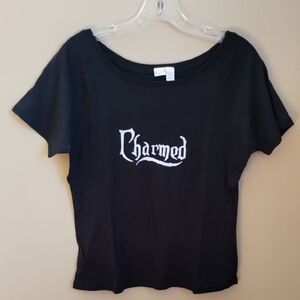 Vtg '01 Charmed TV T-shirt Black M Nwot Embroidered Rose Thorn Font Season 4